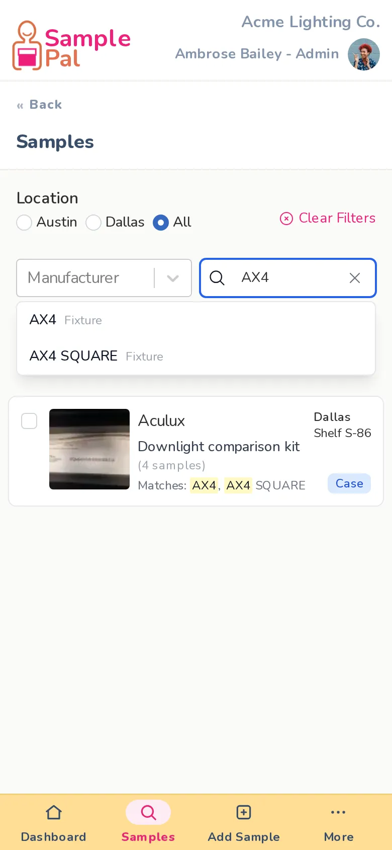 Searching for AX4 on a phone, with the matching case and its shelf